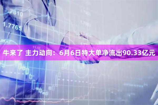 牛来了 主力动向：6月6日特大单净流出90.33亿元