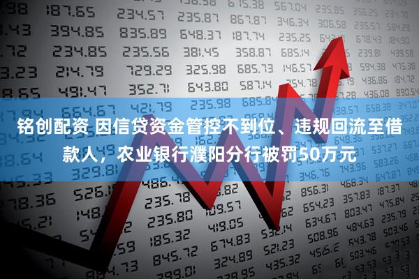 铭创配资 因信贷资金管控不到位、违规回流至借款人，农业银行濮阳分行被罚50万元